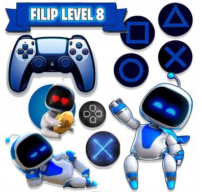 Astro Bot Essbar Maschine Roboter Tortenaufleger Torte Geburstag Zuckermasse + NAME