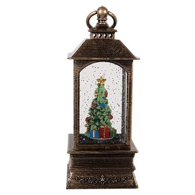 Clayre & Eef Weihnachtsdekoration mit LED-Beleuchtung und Musik 8x8x20 cm Braun