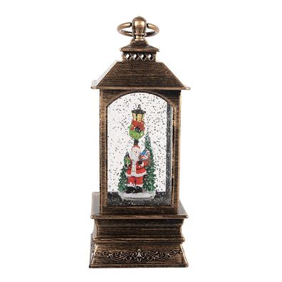 Clayre & Eef Weihnachtsdekoration mit LED-Beleuchtung und Musik 8x8x20 cm Braun