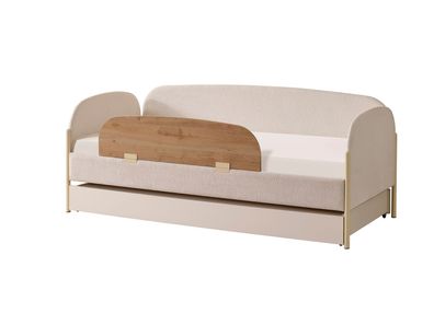 Tagesbett Classy 90 x 200 cm mit Bettkasten in Cremeweiß/Holzoptik