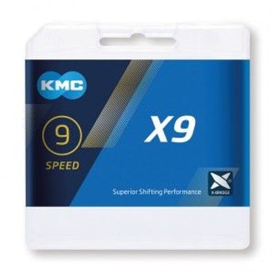 Schaltungskette KMC X9SL Silber 1/2" x 11/128", 114 Glieder,6,6mm,9-fach