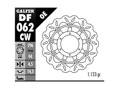 GALFER Wave Bremsscheibe "DF062", CW- schwimmend (KBA), vorne