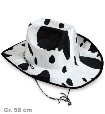 narrenwelt Cowboyhut Kuh Hut 58 cm Cowboy Kuhfell schwarz/weiß Wiesn Bayern Gaudi Eve