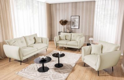 Nordloft - Modernes Polstergarnitur 3 + 2 + 1 aus Samt-Stoff