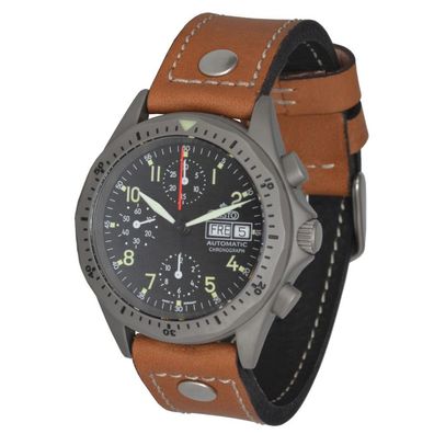 Aristo 3H244-FL Automatik Armbanduhr Chronograph Edelstahl Leder Saphir SW500