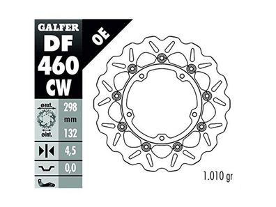 GALFER Wave Bremsscheibe "DF460", CW - Schwimmend, Alu Center (KBA), vorne