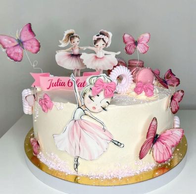 Ballerina Essbar Ballett Tortenaufleger Torte Geburstag Zuckermasse + NAME
