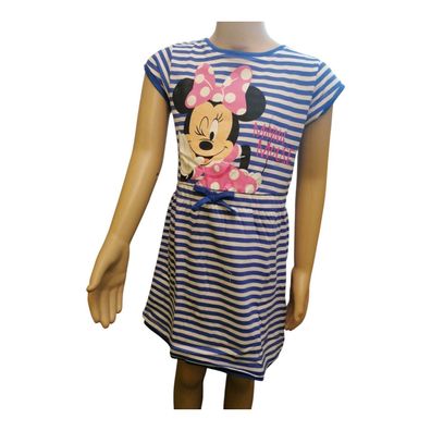 Minnie Mouse Kleid, Blau-Weiß gestreift