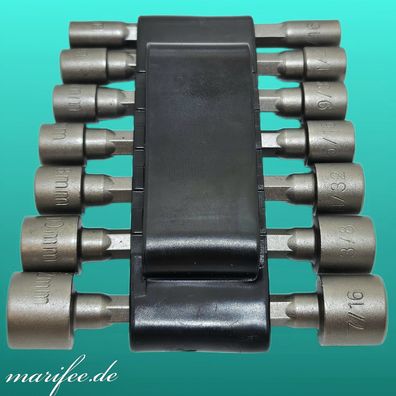 Stecknuss-Set 14-teilig, 5-12 mm und 3/16"-7/16", Bit-Steckschlüssel-Set 20116