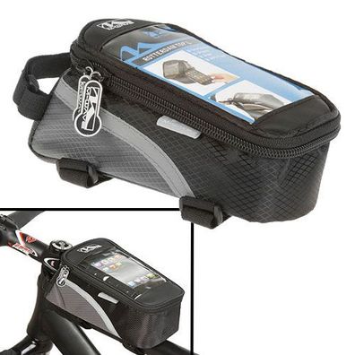 Oberrohrtasche Rotterdam Top L , M-Wave, für Smartphone, schwarz/grau, Messingschl
