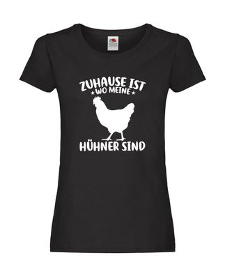 Zuhause ist wo meine Hühner sind | Hühnerstall | Landwirt Damen Shirt Schwarz