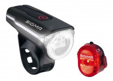 SIGMA SPORT Akku-LED-Leuchten-Set "Aura 60 / Nugge schwarz