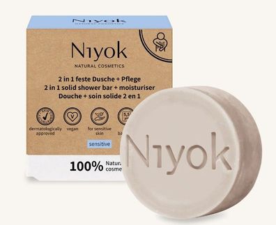Niyok Natural Cosmetics - Feste Dusche + Pflege (2 in 1) - Sensitiv - 80 g Reinigung