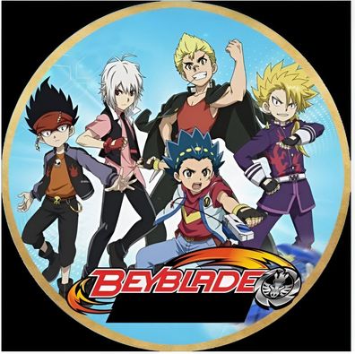 Beyblade Metallkreisel Essbar Zuckermasse Tortenbild Tortenaufleger + 4 Muffin