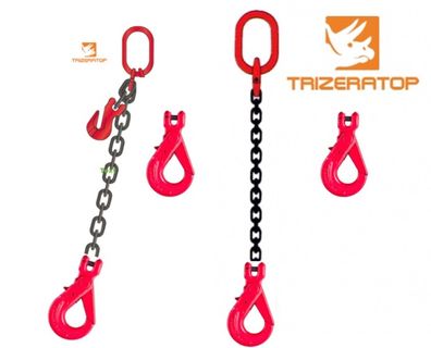 Kettengehänge 1-Strang, 6 mm, WLL 1120 kg mit Sicherheitsgabelkopfhaken, 4 m mit Kett