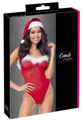 Set X-Mas Cottelli Lingerie - ORION Brand Stringbody & Weihnachtsmütze - Größe: L/XL