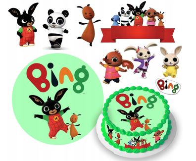 Bing Pando Essbar Zuckermasse Tortenbild Tortenaufleger + 4 Muffin