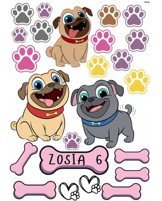 Puppy Dog Pals Hunde Essbar Tortenaufleger Torte Geburstag Zuckermasse + NAME