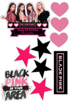 Black Pink Musikband Essbar Tortenaufleger Torte Geburstag Zuckermasse + NAME
