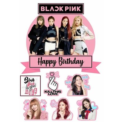 Black Pink Girls Essbar Tortenaufleger Torte Geburstag Zuckermasse + NAME