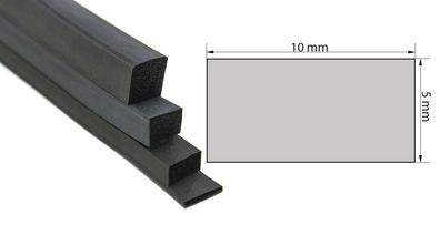 VKP5x10 Moosgummi EPDM schwarz Vierkantprofil 5x10 mm Gummiprofil, Profilgummi, Recht
