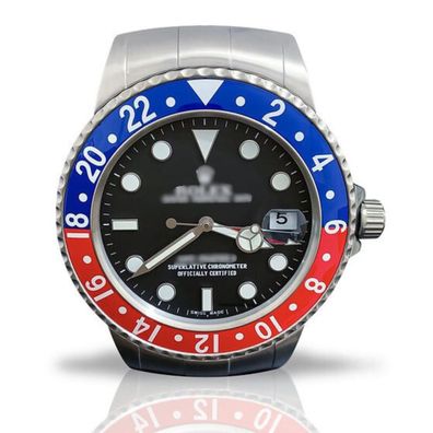 Wanduhr Rolex GMT-Master Pepsi Blau Rot Stahl 39 cm Moderne Luxus Uhr