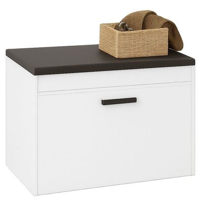 Weißer Schuhschrank mit Sitzfläche und Stauraum für den Flur, 2 Einlegeböden