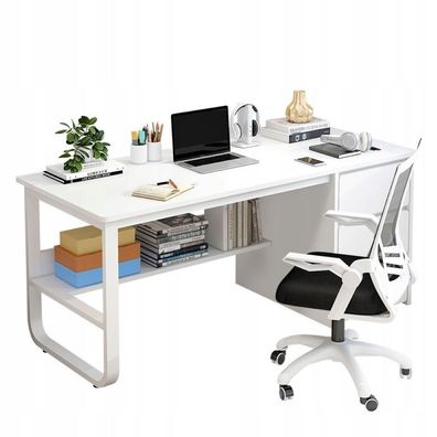 Computer-Schreibtisch für Jugendliche, weiß, skandinavischer Loft-Stil, große Regale,