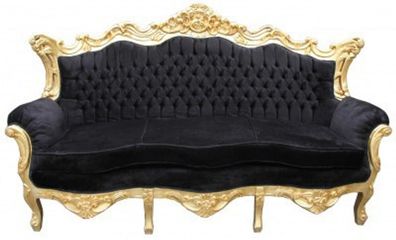 Casa Padrino Barock Sofa Garnitur "King" Schwarz / Gold
