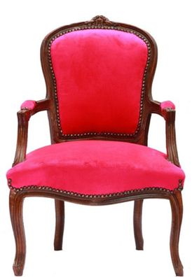 Barock Salon Stuhl Pink / Braun