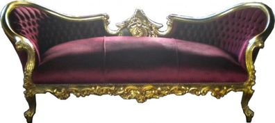 Casa Padrino Barock Sofa Vampire Bordeaux / Gold - Limited Edition