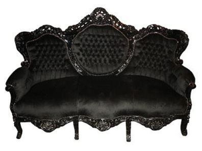Casa Padrino Barock Sofa Garnitur King Schwarz / Schwarz