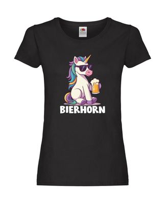Bierhorn | Einhorn | Bierliebhaber Damen Shirt Schwarz
