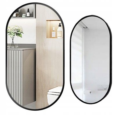 Großes ovales Spiegel Industrial Badezimmer Wohnzimmer Schlafzimmer schwarz 75x40cm