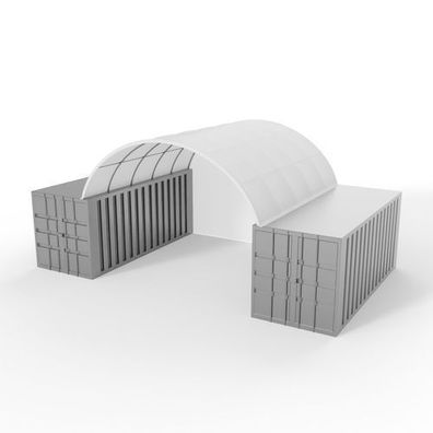 Containerdach 6x6m mit PVC 750g/m2 Rückwand