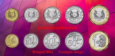 Singapure / Singapore KMS. 2013-2016 Unc. 5 Münzen #6495#