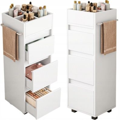 Weißer Badezimmerschrank, Standregal für Kosmetika, moderner Loft-Stil, 90 cm