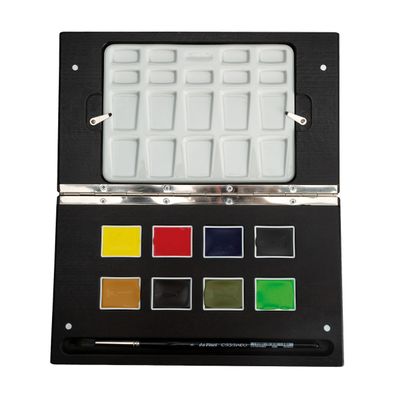 Schmincke Horadam XL-Aquarellkasten, 8 x XL-Näpfchen + Pinsel + Palette