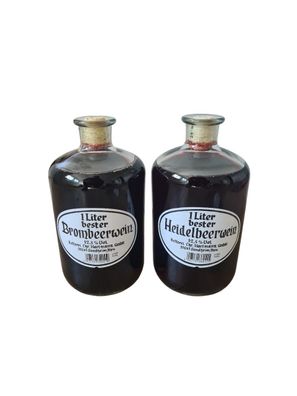 Fruchtwein Heidelbeerwein und Brombeerwein