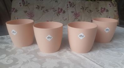 4er Set Elho Blumentopf Übertopf rund Maße: 14x13 cm pfirsich