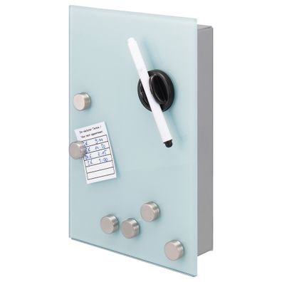 bremermann Schlüsselkasten mit weißer Glasfront, beschreibbar, 8 Haken, 6 Magnete, 1