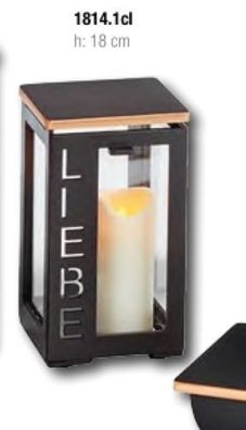 Grablampe aus Bronze schwarz "Liebe" Grableuchte Grablaterne Grablicht 18 cm