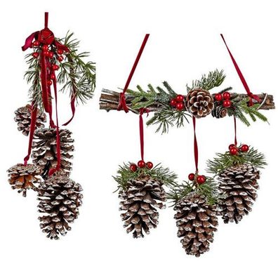 Formano Hänger Zapfen Beeren rot Schneedekor Fenster Deko Weihnachten Winter NEU