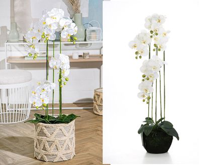 Fink Orchidee, Kunstblume, Kunstfasern, weiß, L. 110 cm, B. 28 cm, H. 3 cm Höhe: