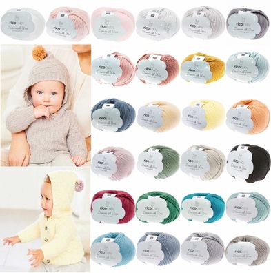 50g Rico Baby Dream dk Uni a Luxury Touch Babywolle Garn stricken GP 109,80€/1kg