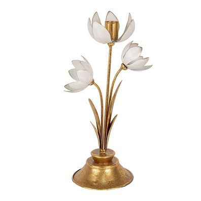 Clayre & Eef Kerzenständer Blume 16x11x30 cm Goldfarbig Metall (Gr. 16x11x30 cm)