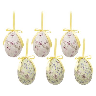 Clayre & Eef Ostern Anhänger Satz von 6 Ei Ø 7x10 cm Mehrere Kunststoff