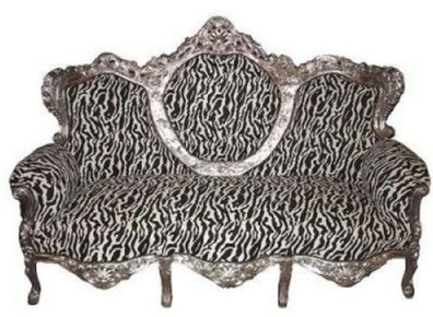 Casa Padrino Barock Sofa King Zebra / Silber