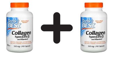 2 x Doctors Best Best Collagen Types 1 & 3 with Peptan, 500mg - 240 caps