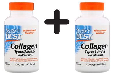 2 x Doctors Best Best Collagen Types 1 & 3, 1000mg - 180 tabs